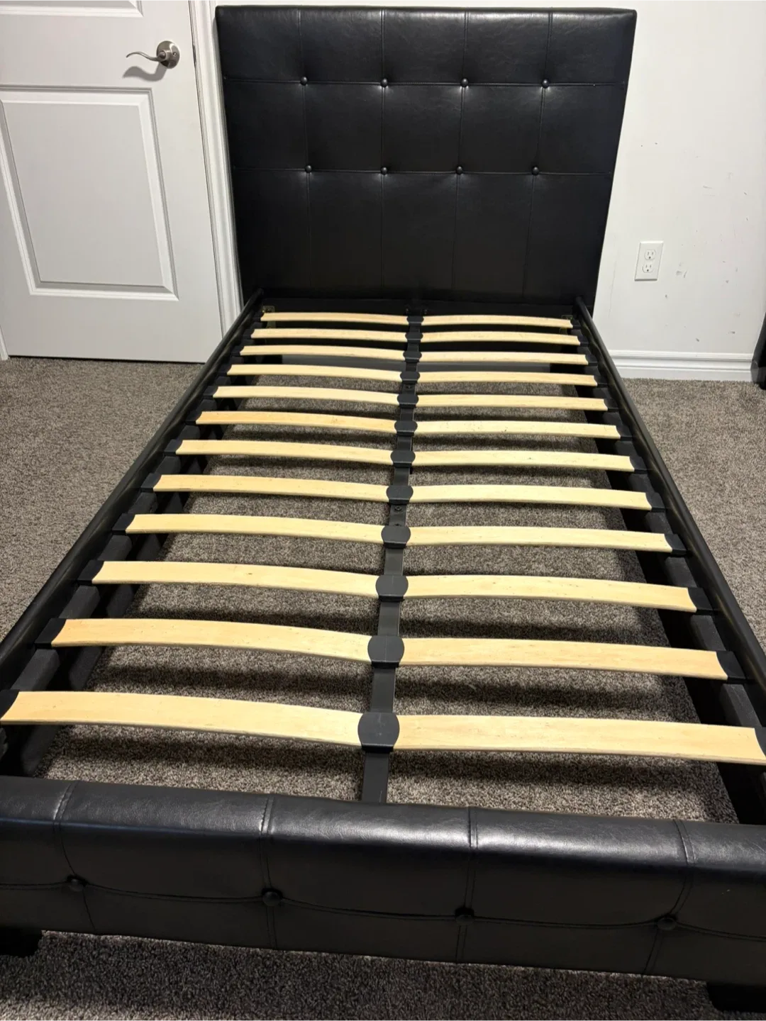 Black Faux Leather Platform Bed Frame