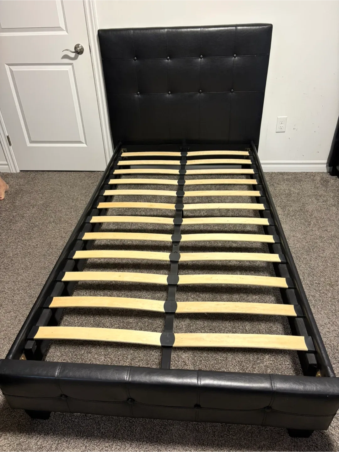 Black Faux Leather Platform Bed Frame image indicator(4)