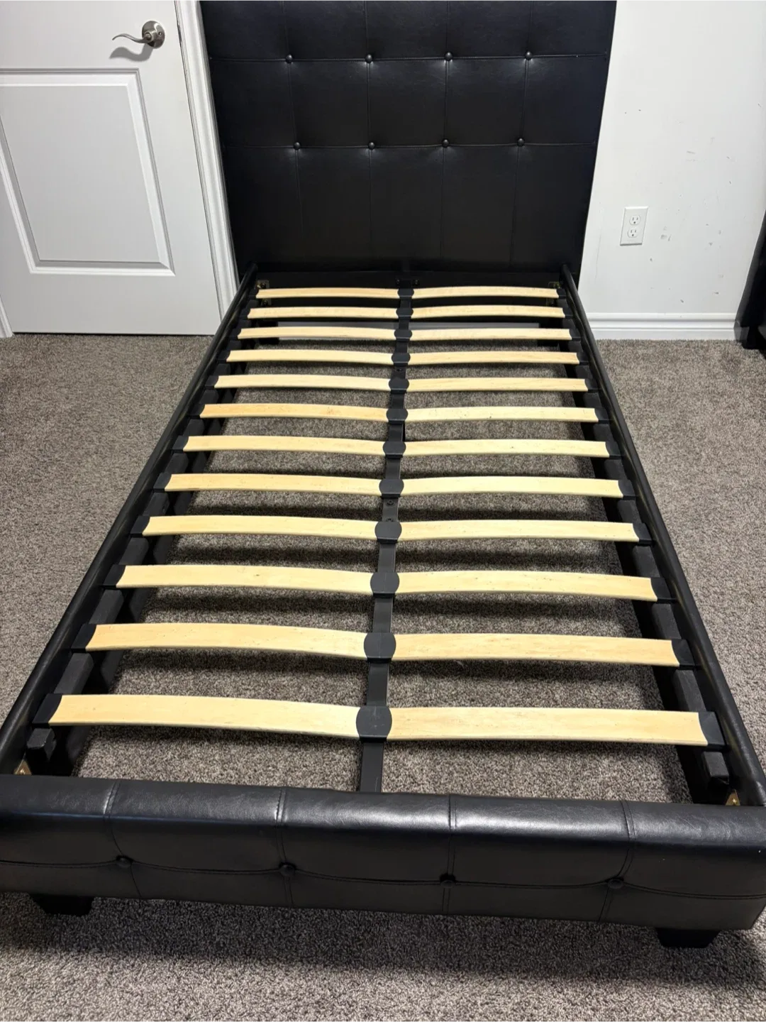 Black Faux Leather Platform Bed Frame image indicator(2)