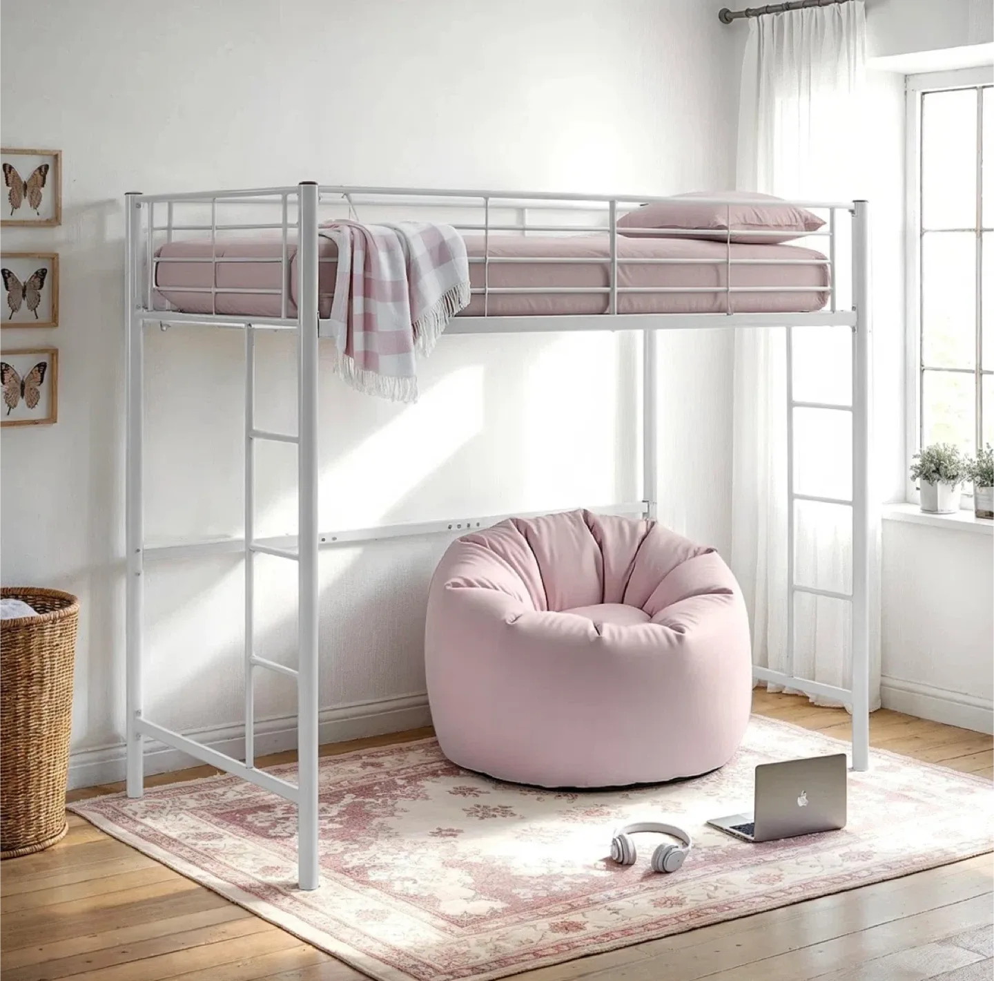 White Metal Bunk Bed Frame image indicator(4)