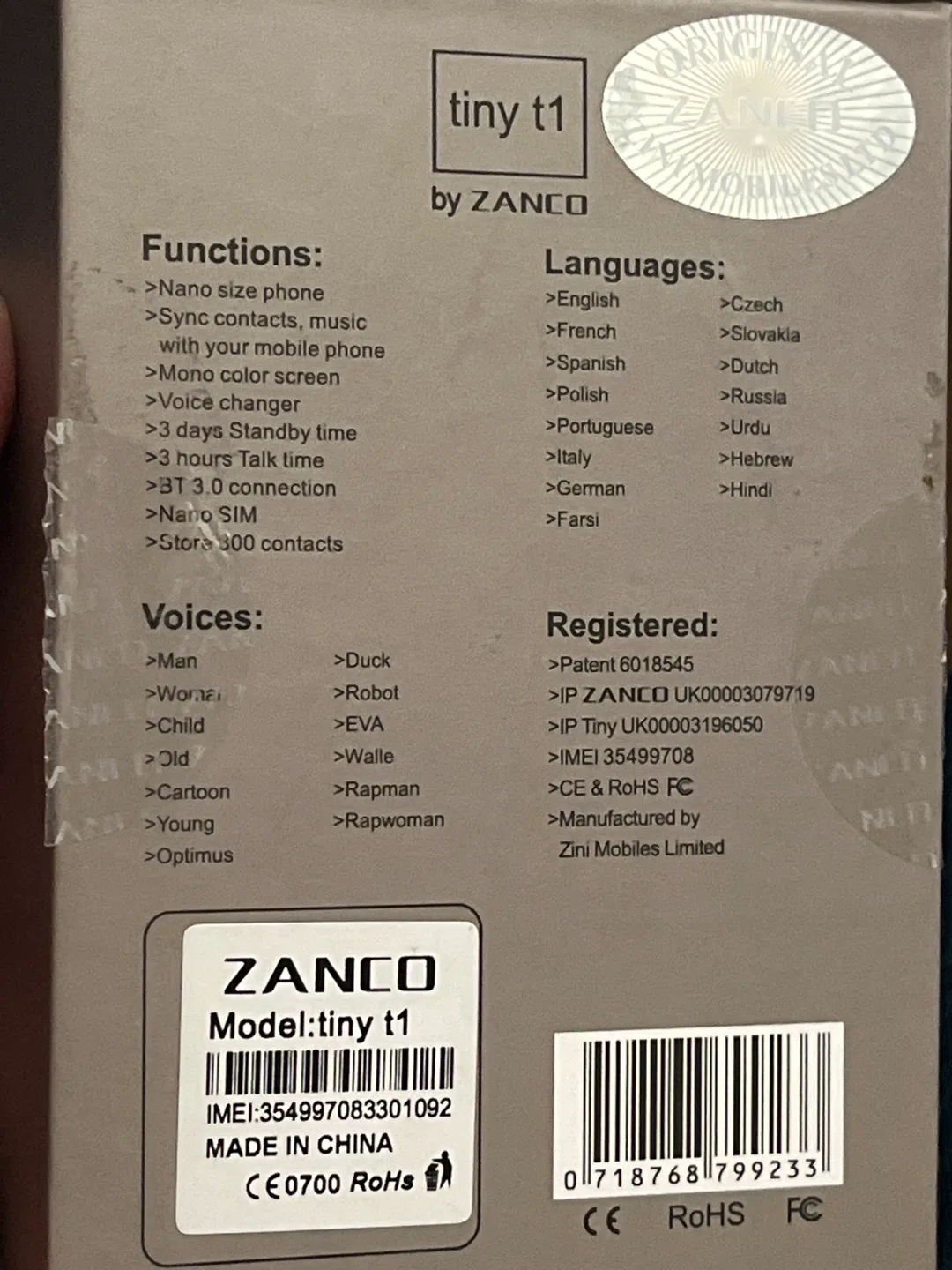 Zanco Tiny t1 World's Smallest Phone image indicator(6)