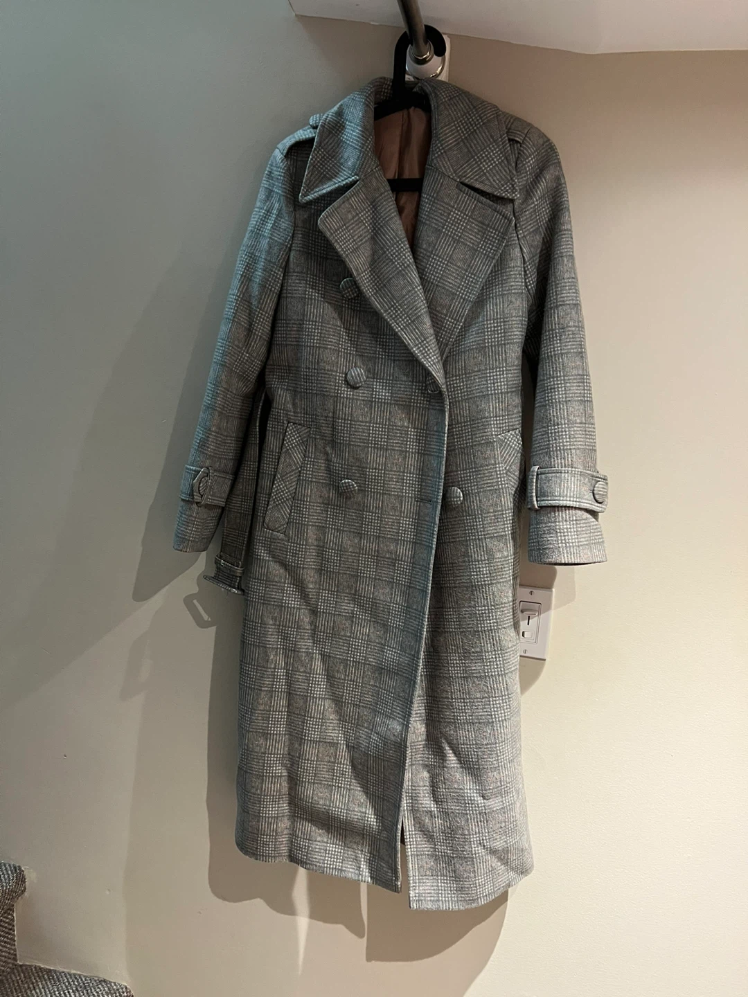 Plaid Trench Coat - Size Extra Small