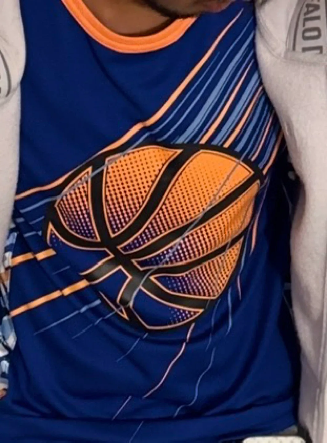 Basketball Graphic T-Shirt - Blue & Orange