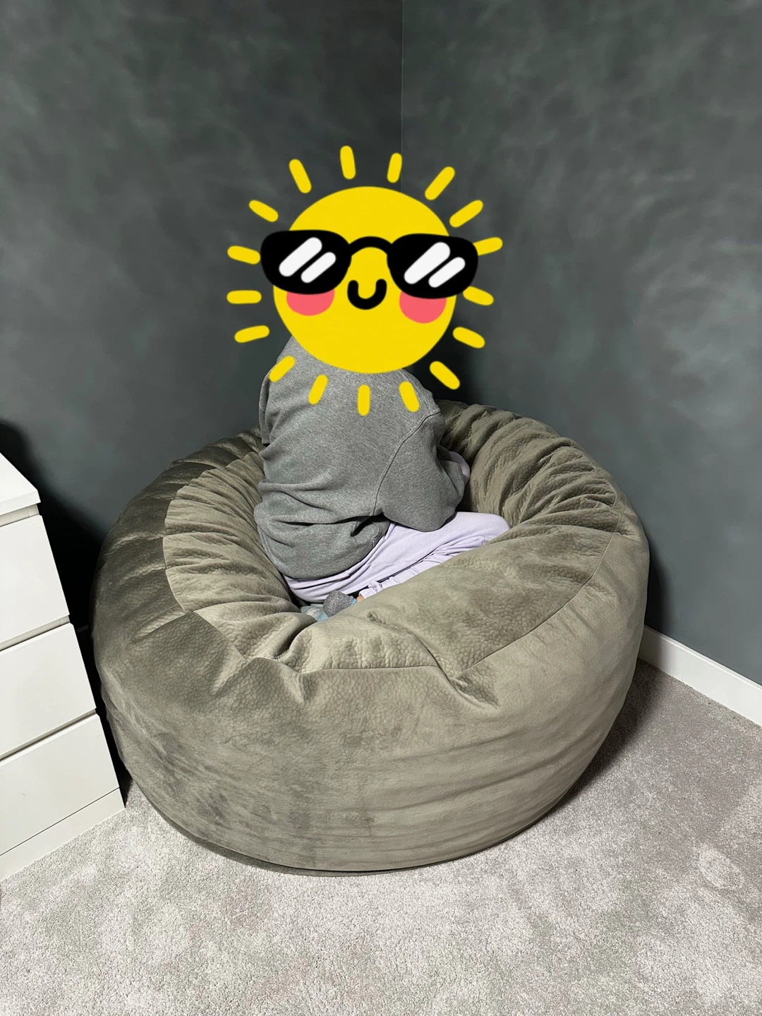 Barely Used Large Foam Bean Bag Chair - photo 3