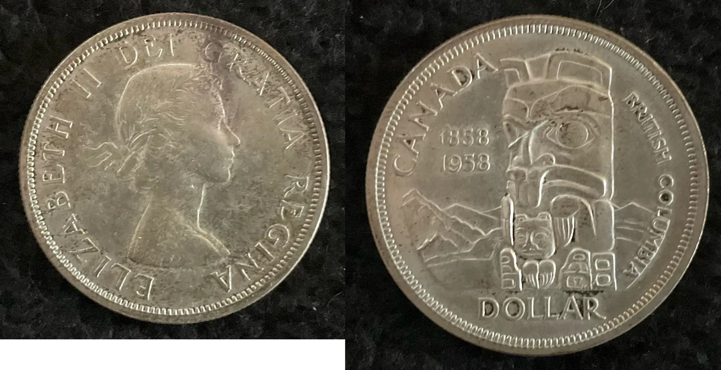 1958 Canada British Columbia Dollar Coin