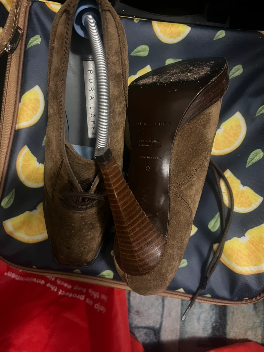 Pura Lopez Brown Suede Heels - Size 37 - photo 2
