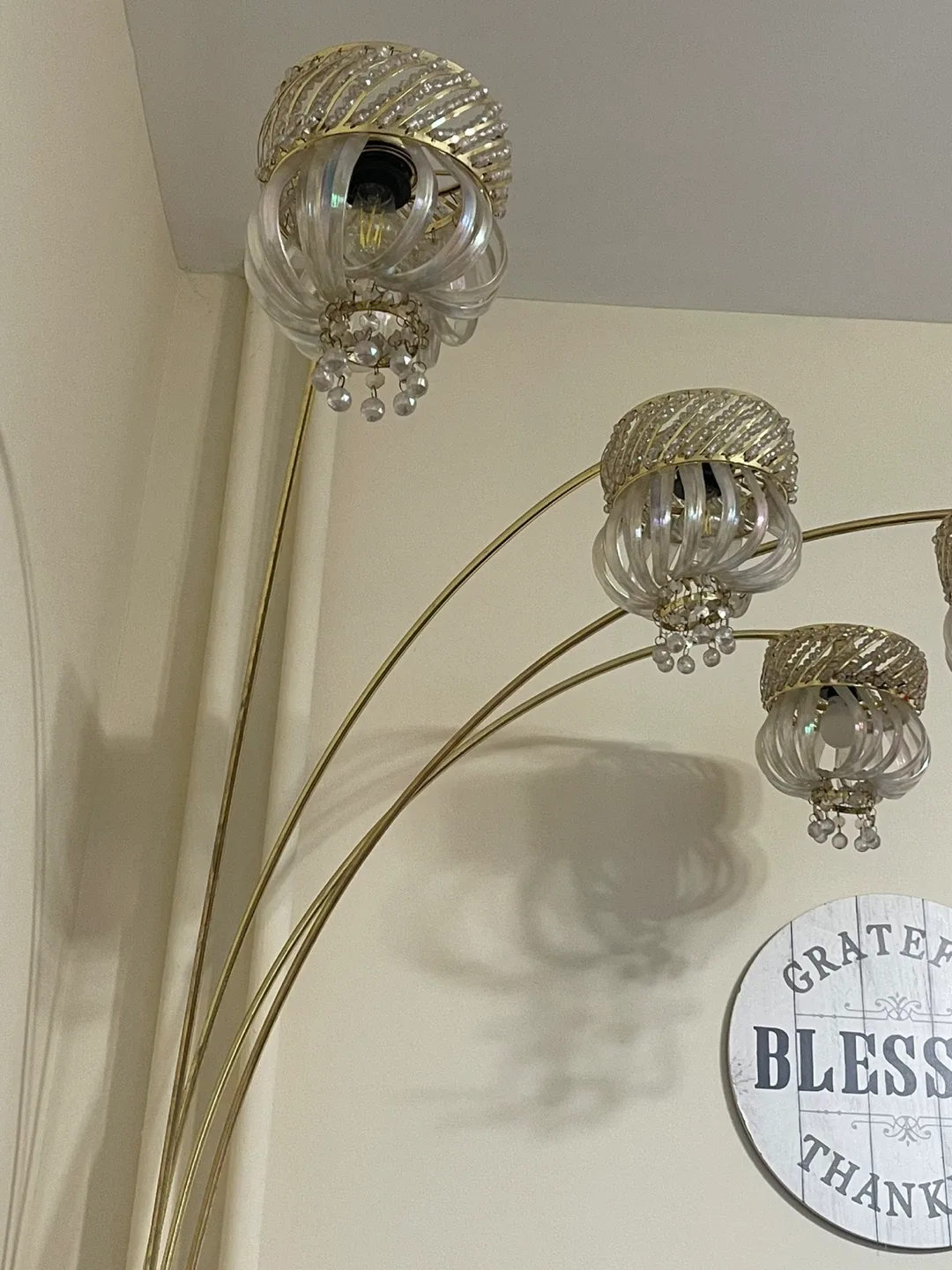 Elegant Gold Floor Lamp with Crystal Accents & marble base