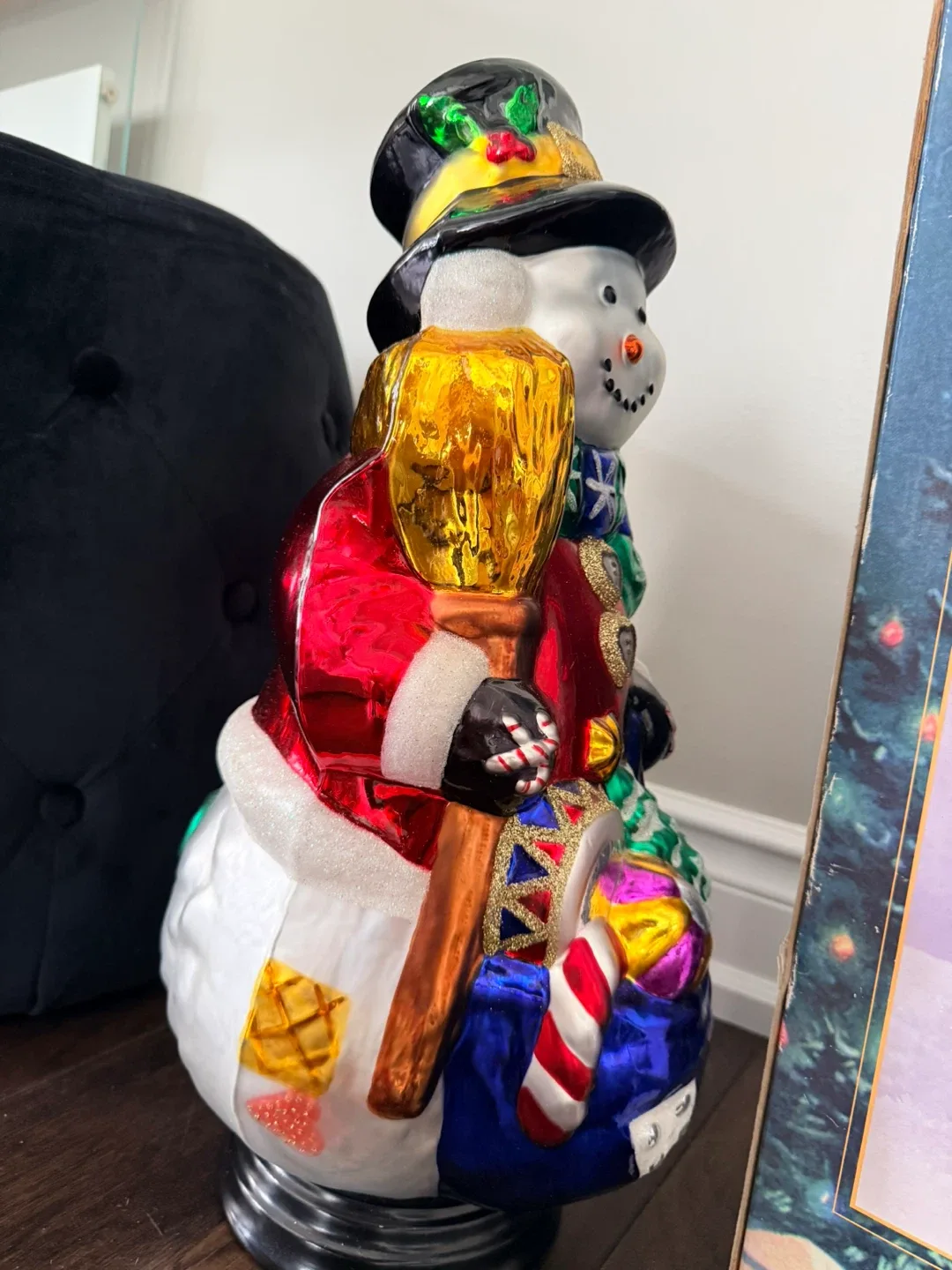 Rare Christmas Handpainted Glass Snowman indoor decoration image indicator(4)