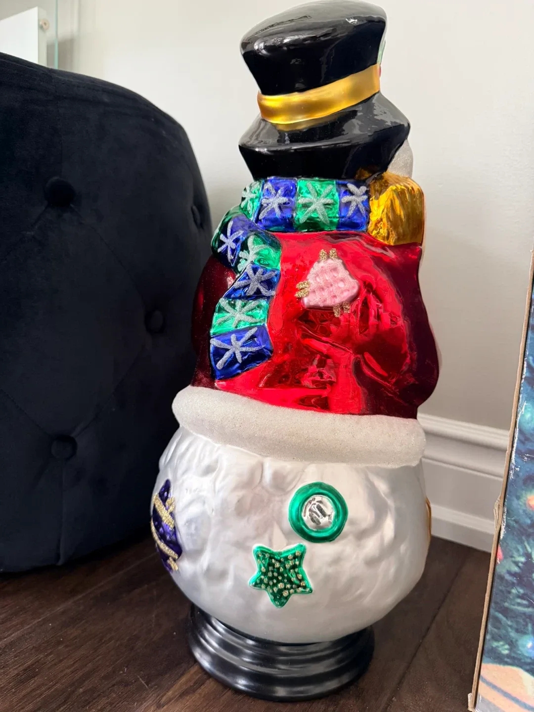 Rare Christmas Handpainted Glass Snowman indoor decoration image indicator(5)