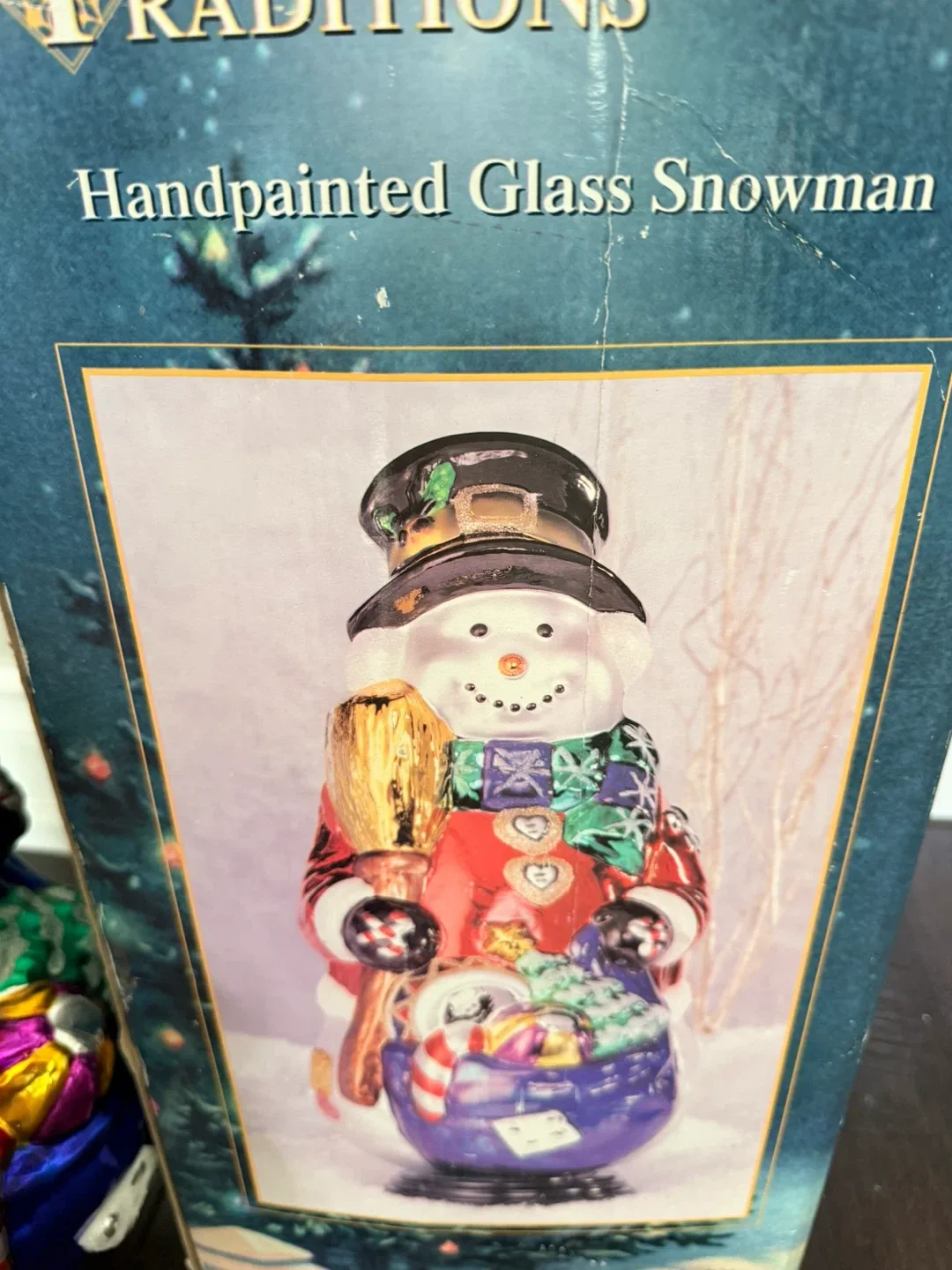 Rare Christmas Handpainted Glass Snowman indoor decoration image indicator(7)