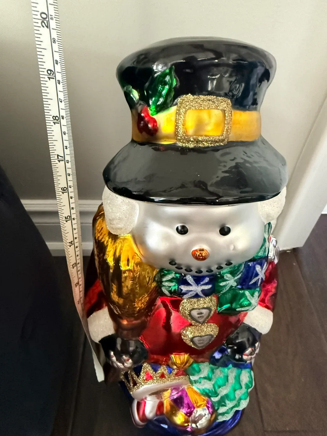 Rare Christmas Handpainted Glass Snowman indoor decoration image indicator(8)