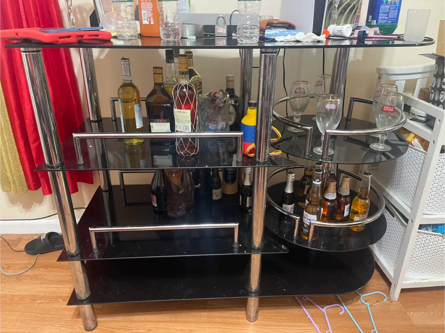 Black Glass Bar Cart