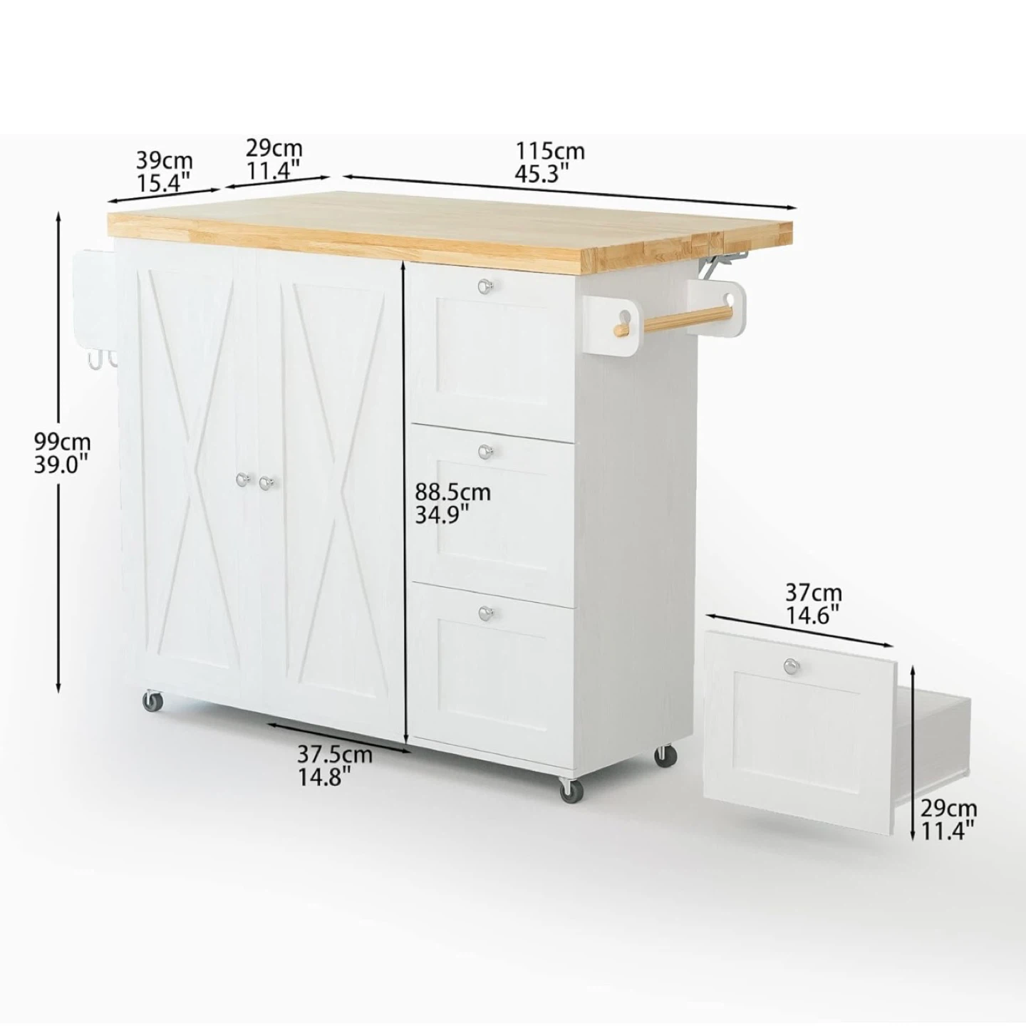 Brand New Kitchen Island Table/Cart — Still in Box! - photo 2