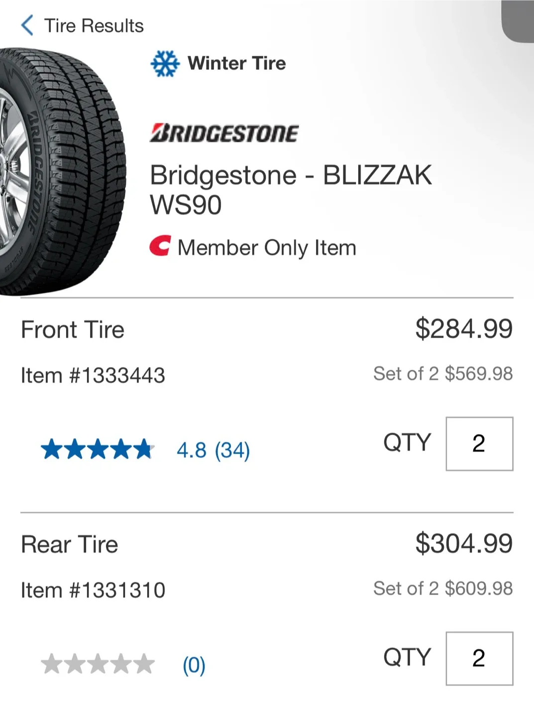 Bridgestone Blizzak WS90 Winter Tires image indicator(2)