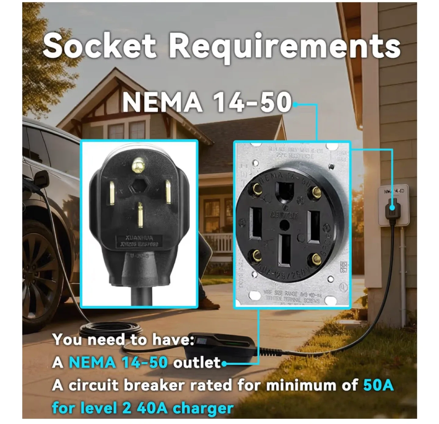 BESENERGY Level 2 EV Charger 40amp image indicator(2)