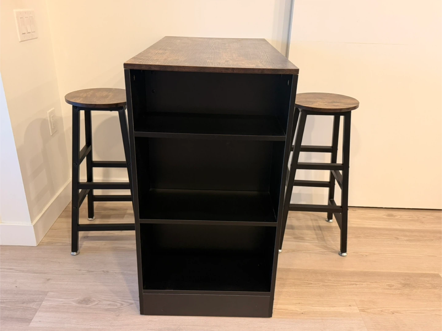Bar Table with 2 Stools - Wood & Black