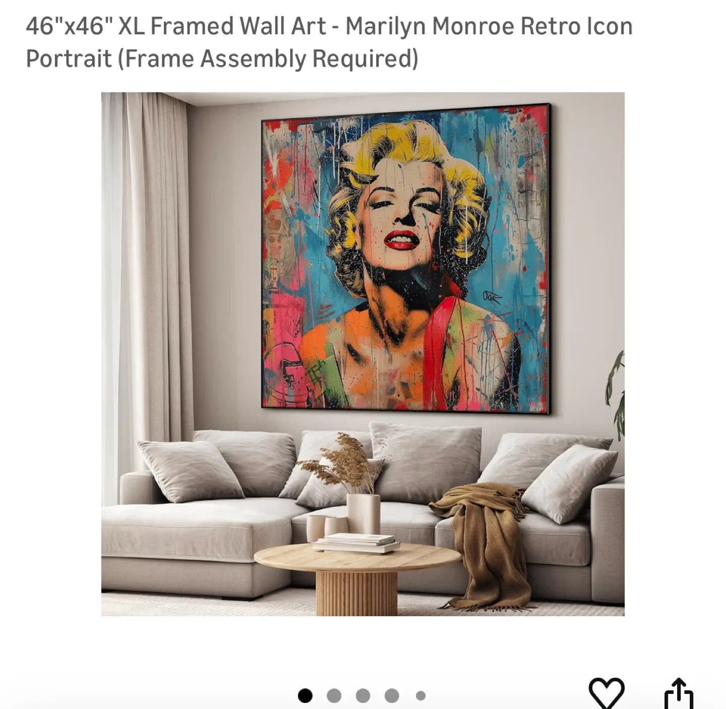 46"x46" XL Framed Wall Art - Marilyn Monroe