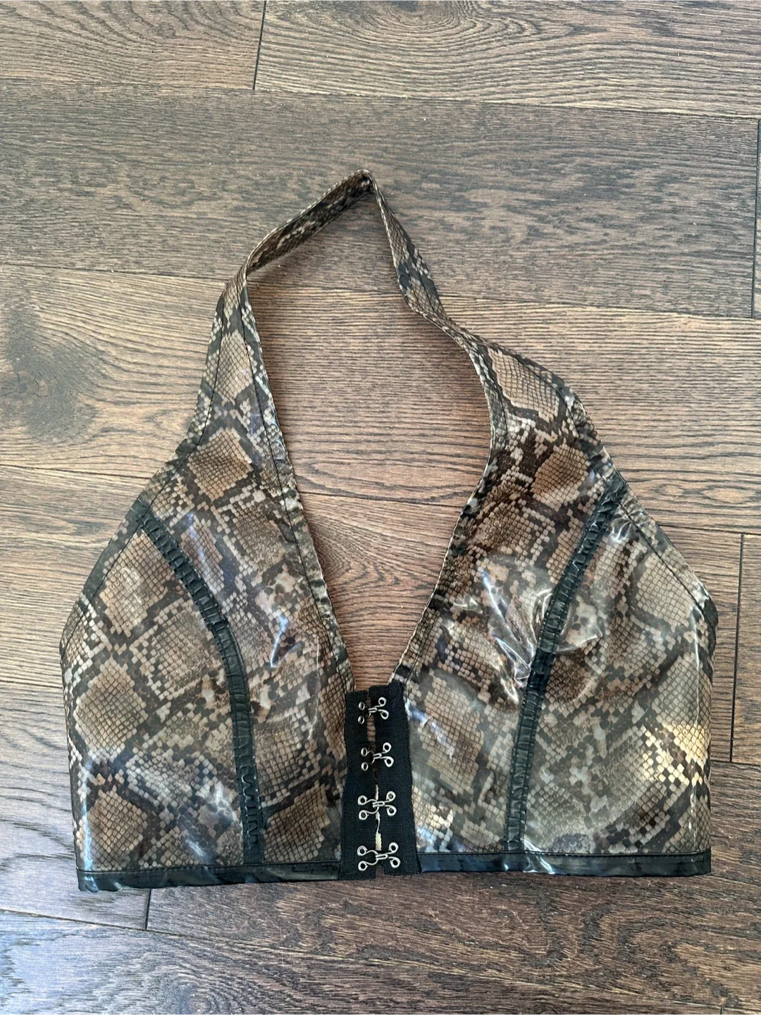 Princess Polly Snakeskin Halter Top - Size 4