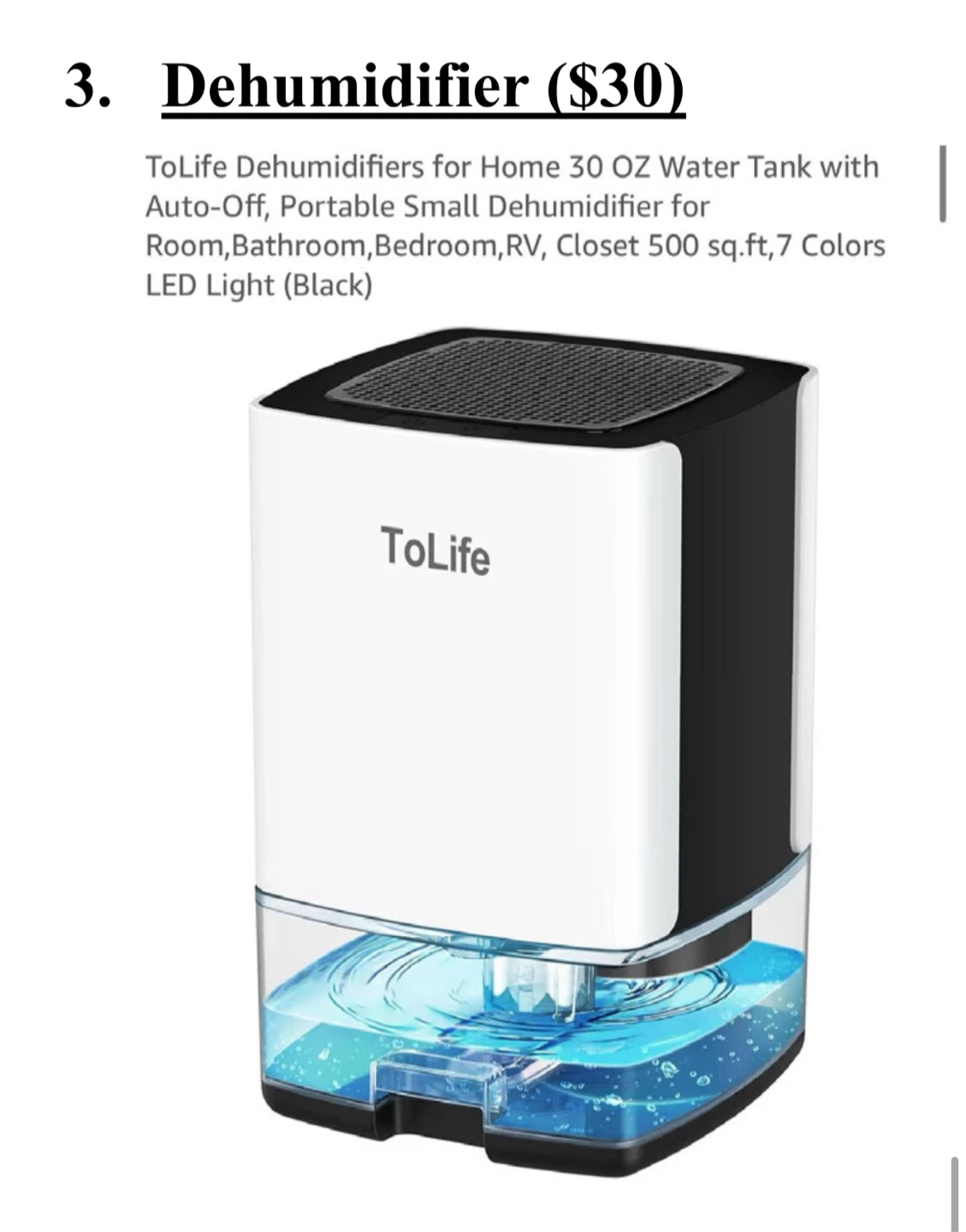 ToLife Dehumidifier for Home