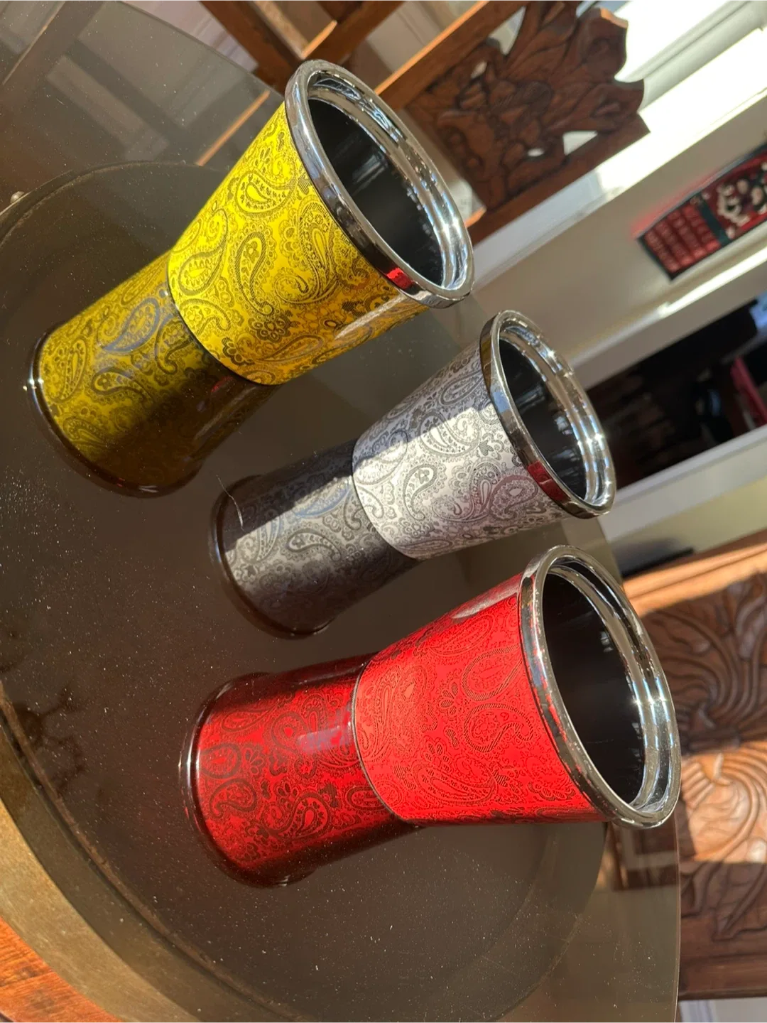 Decorative Paisley Patterned Vases - Set of 3