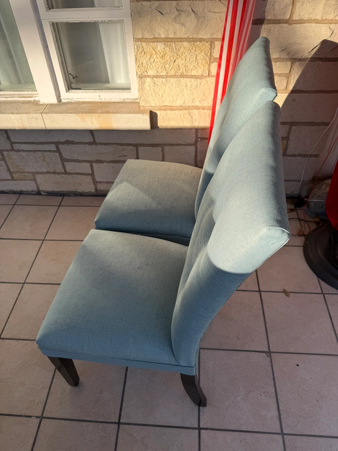 Set of 2 Light Blue Upholstered Dining Chairs - photo 5