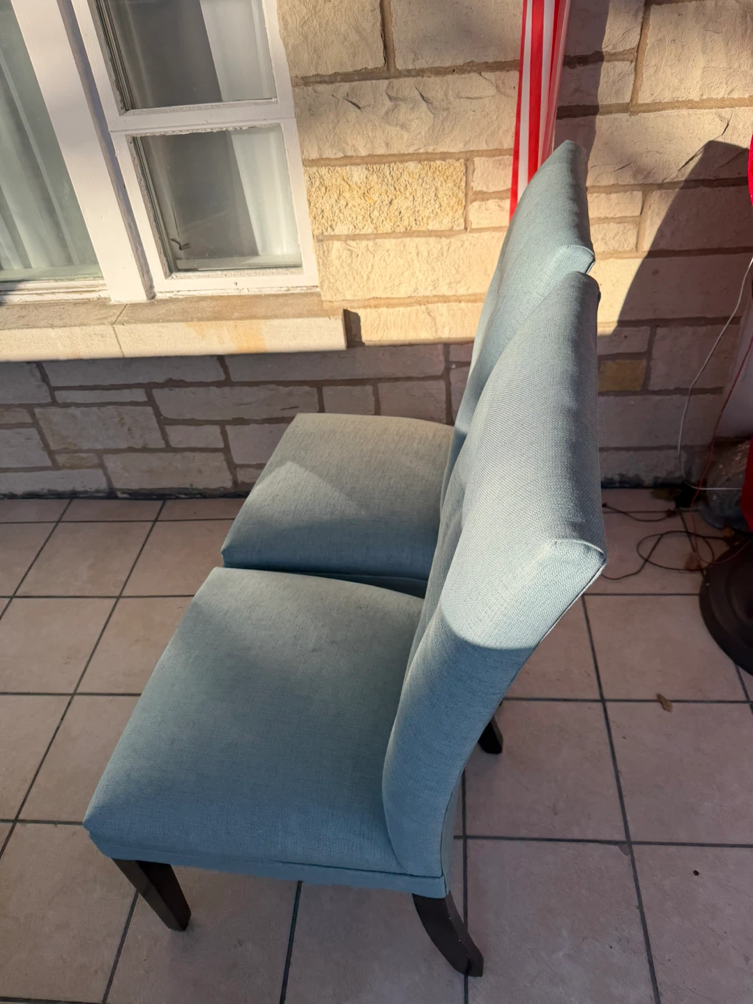 Set of 2 Light Blue Upholstered Dining Chairs - photo 3