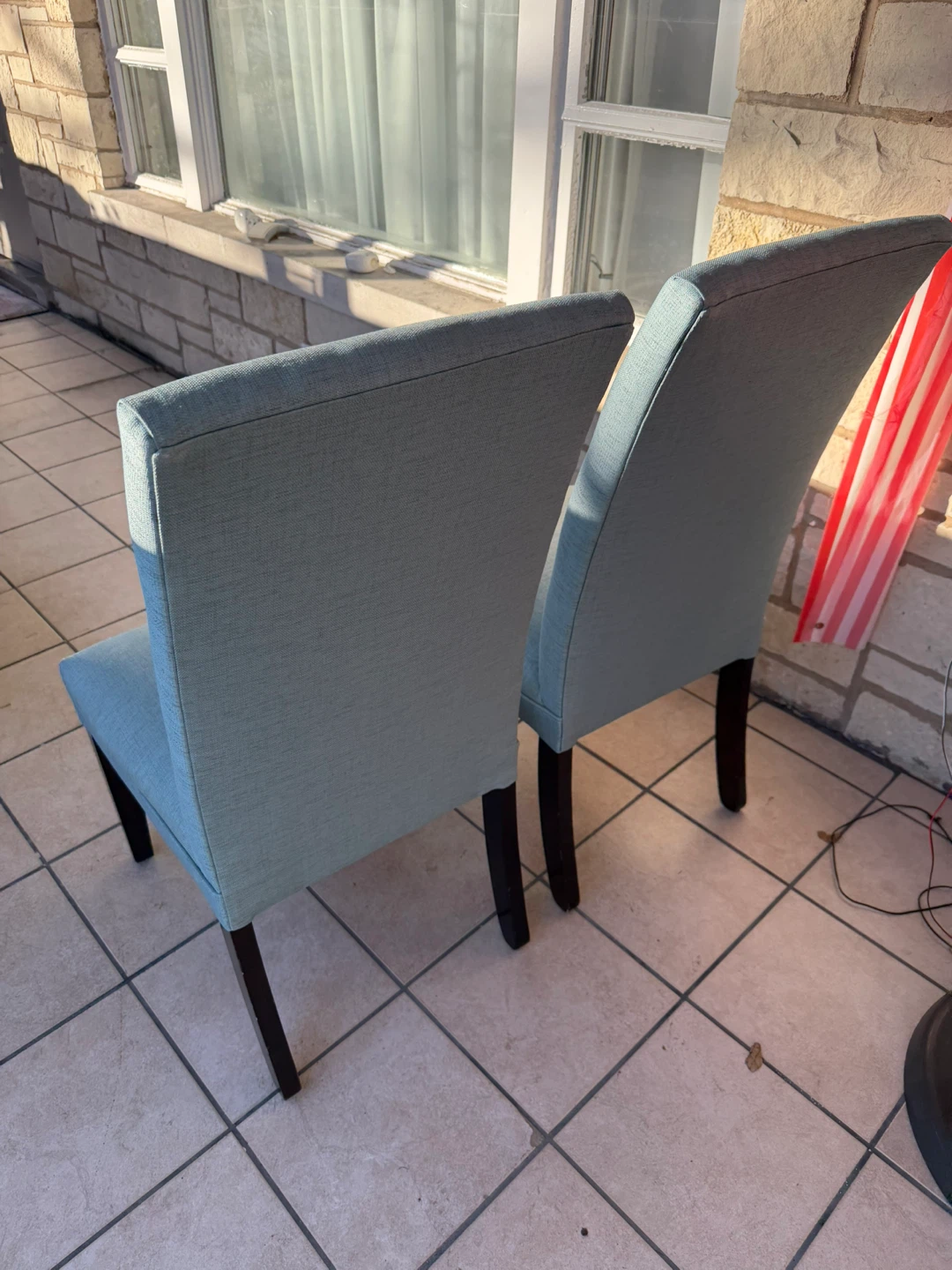 Set of 2 Light Blue Upholstered Dining Chairs - photo 4