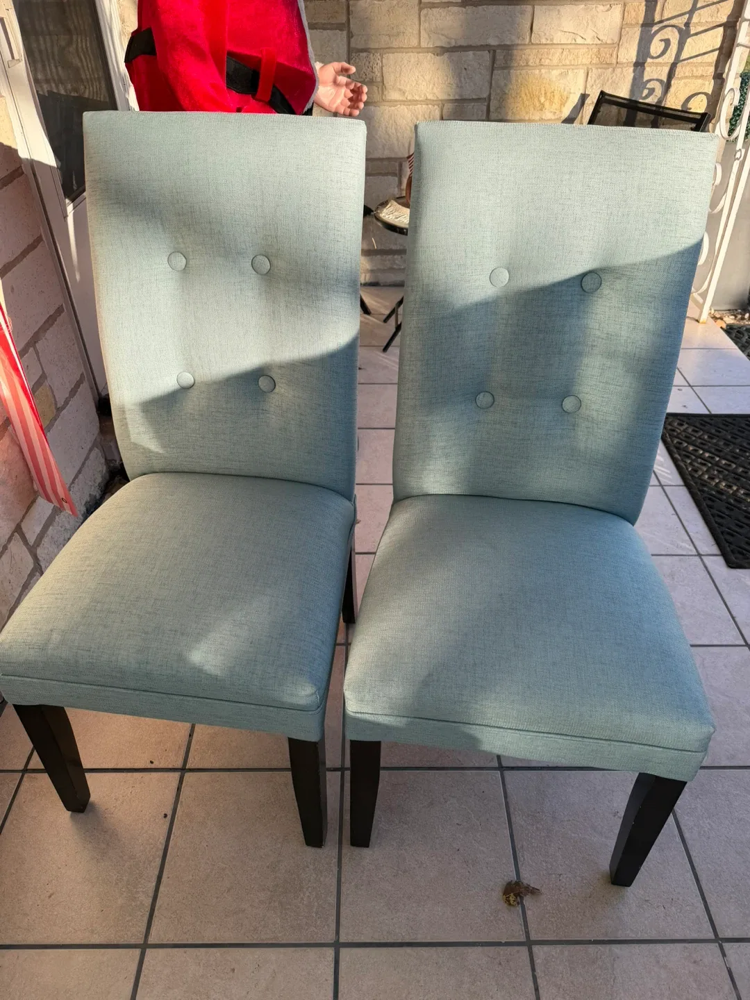 Set of 2 Light Blue Upholstered Dining Chairs