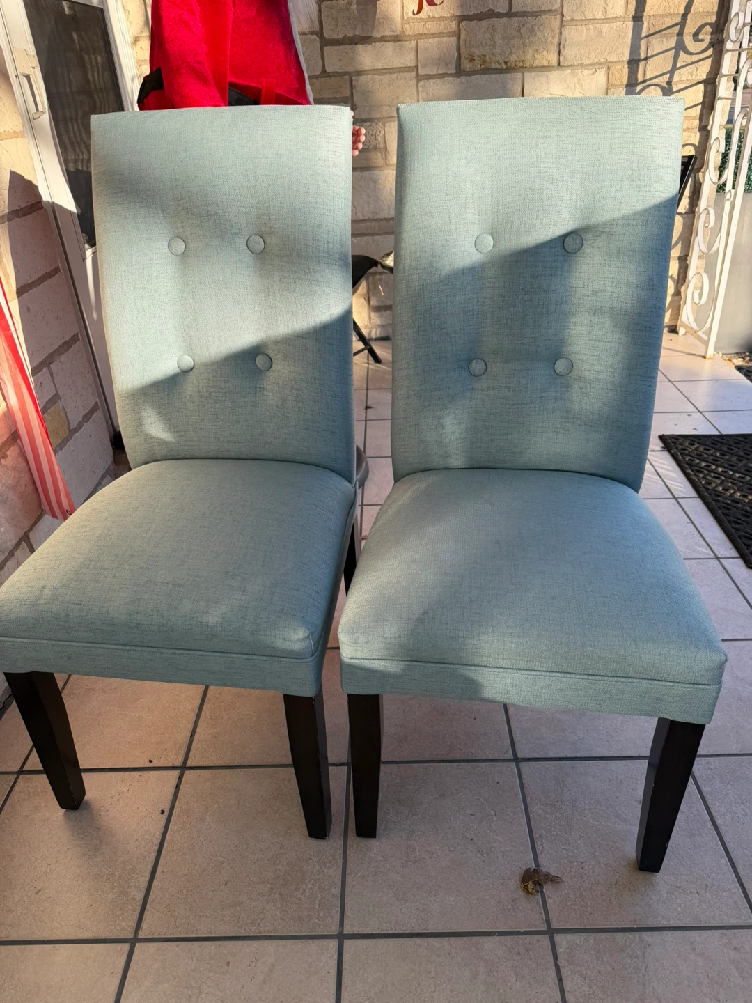 Set of 2 Light Blue Upholstered Dining Chairs - photo 2