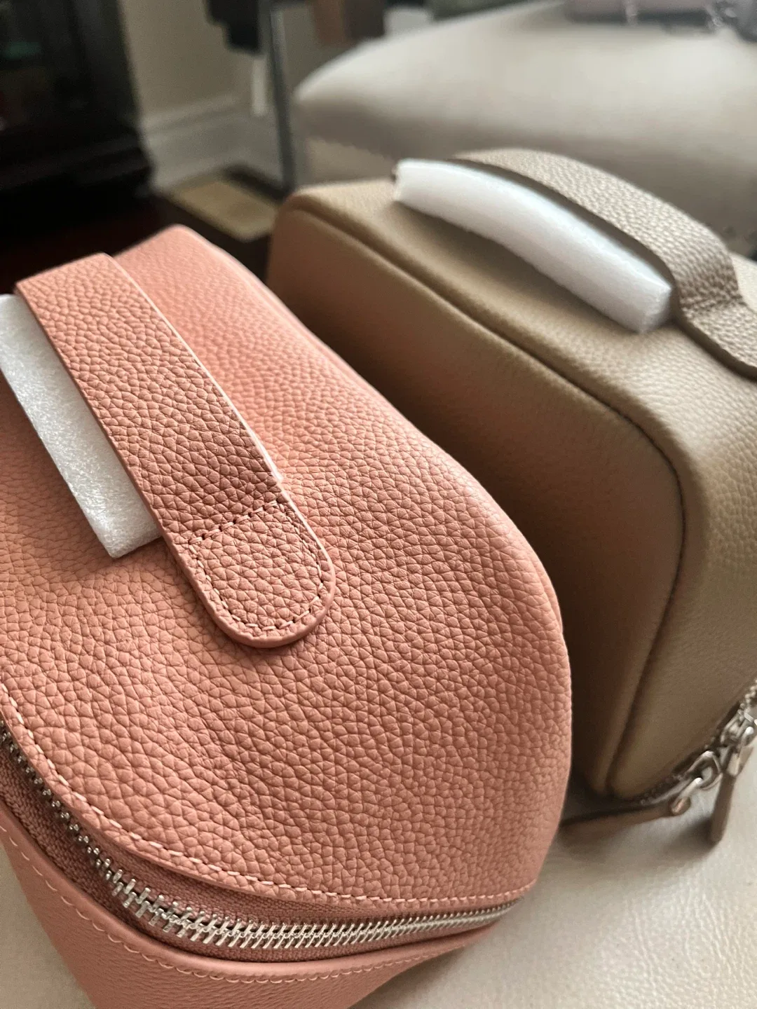 Cosmetic Pouch Set - Pink & Beige