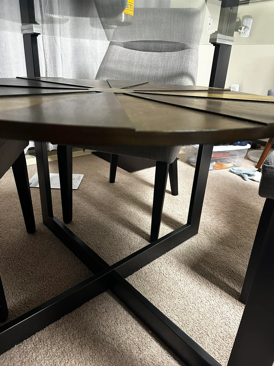 Glass Round Dining Table with 4 Grey Chairs - photo 2