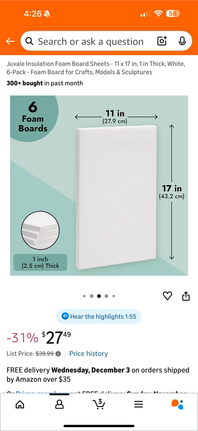 Juvale Foam Board Sheets 11 x 17 in (5-Pack)