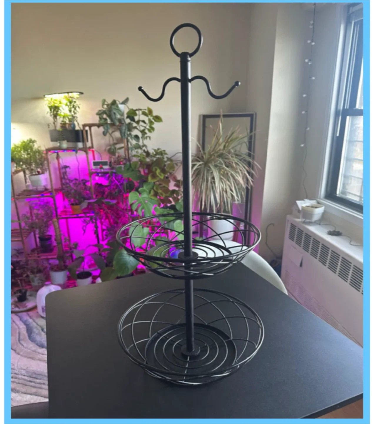 Black Metal 2-Tier Fruit Basket