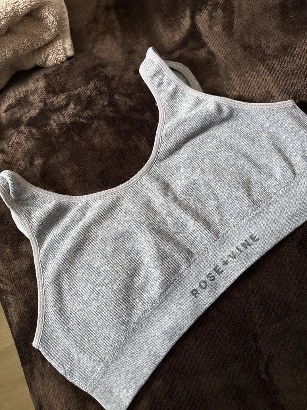 Rose + Vine Grey Sports Bra