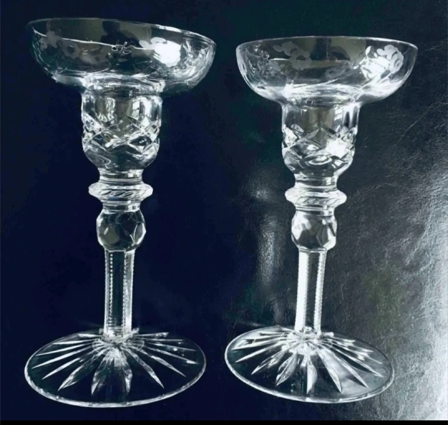 Crystal pinwheel Candlestick Holders - Set of 2