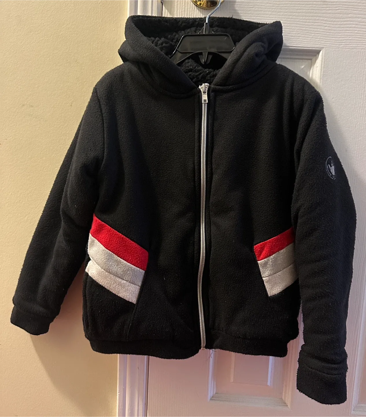 Kids Black Fleece Jacket - Size 7