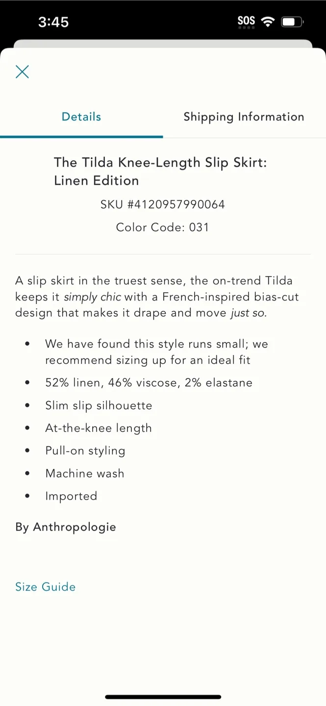 BNWT Anthropologie Tilda Linen Knee Slip Dress S image indicator(5)