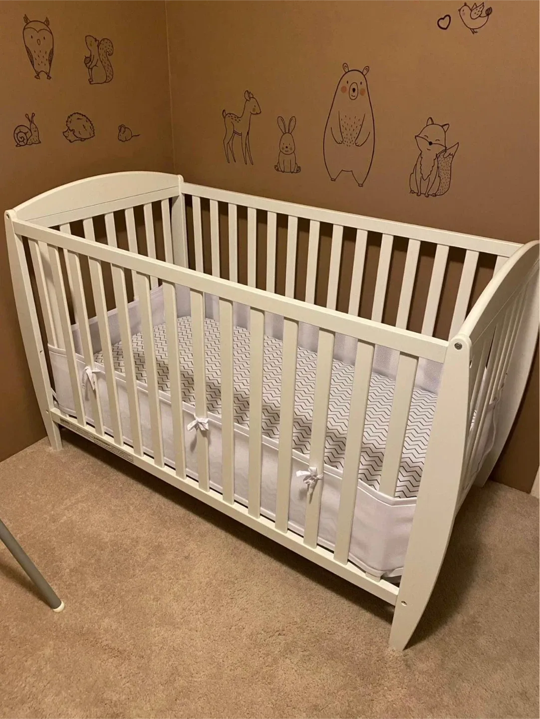 White crib with Organic two Crib Mattress