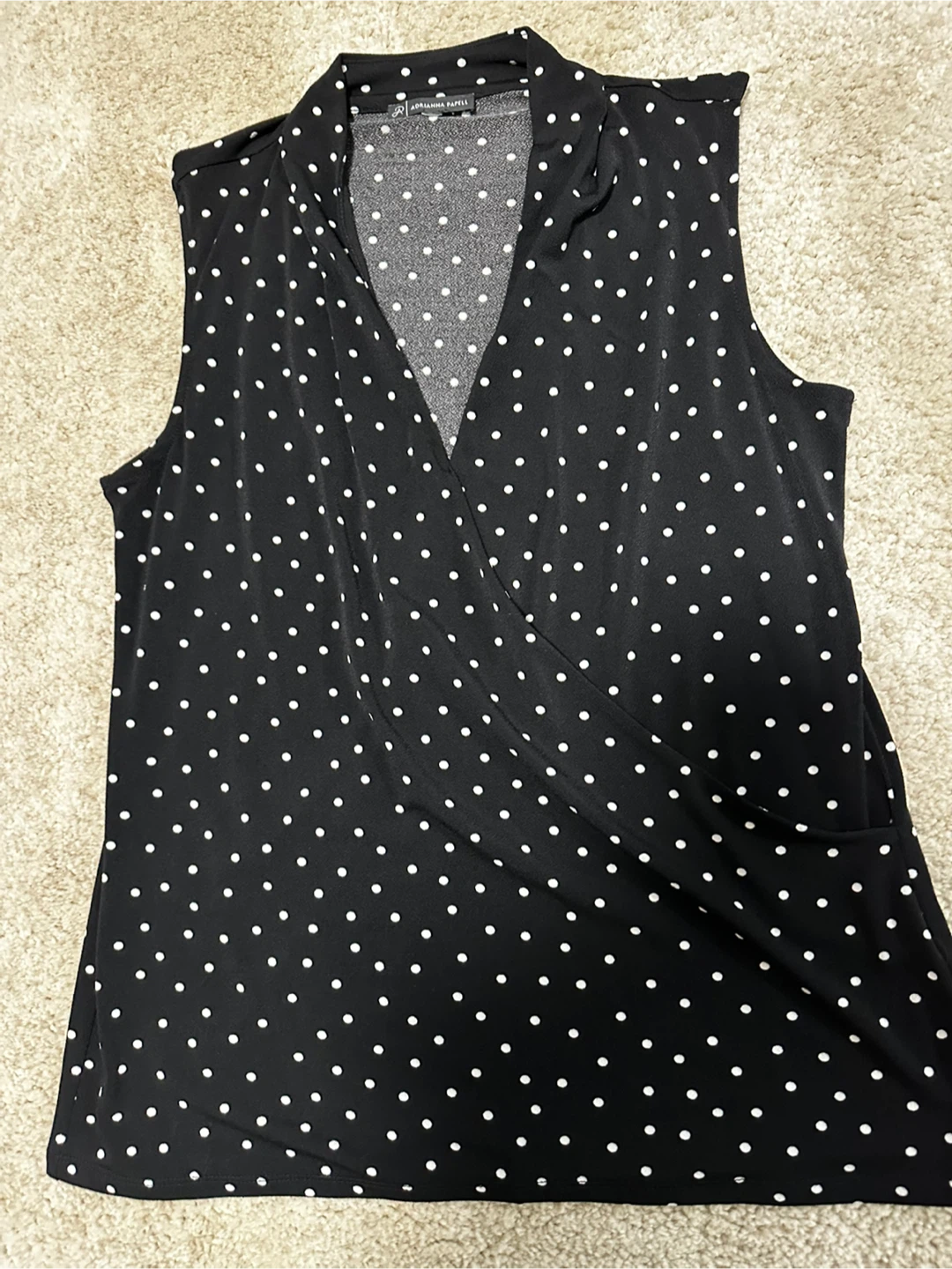 Adrianna Papell Black Polka Dot Sleeveless Top - photo 2