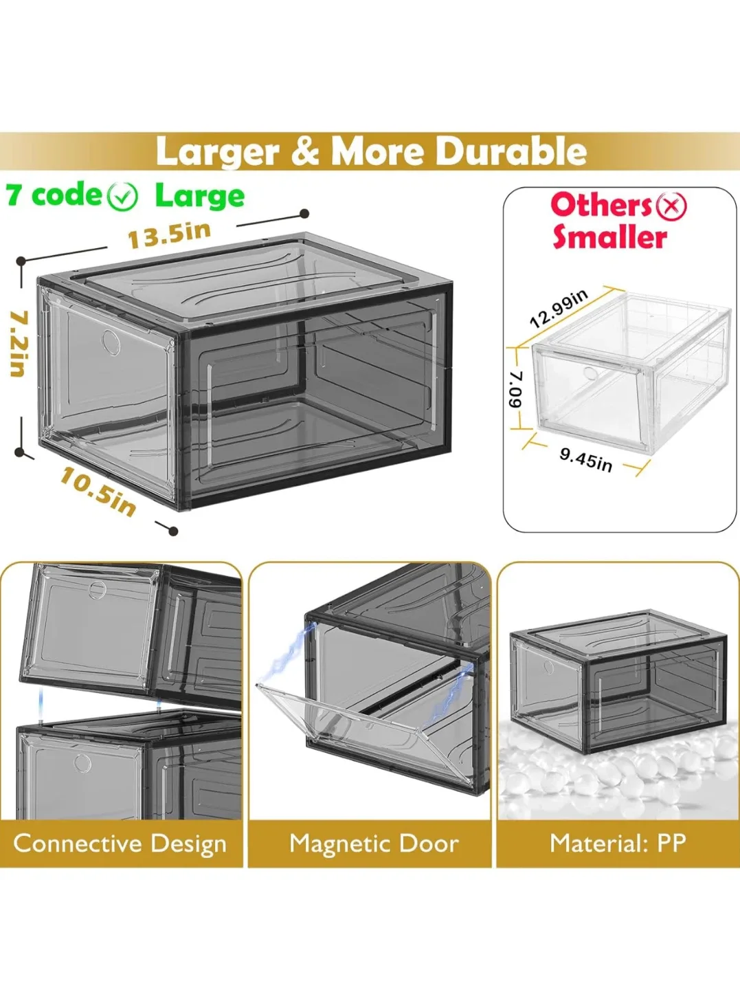 Plastic Shoe Box 6 Pack, Black image indicator(3)