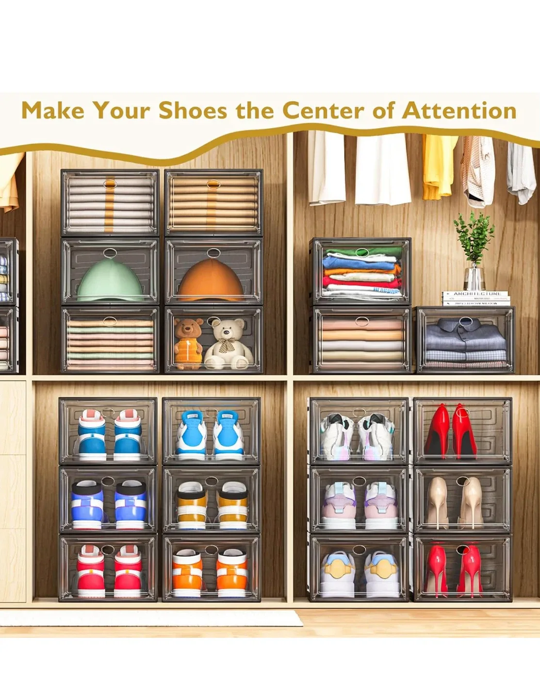 Plastic Shoe Box 6 Pack, Black image indicator(2)