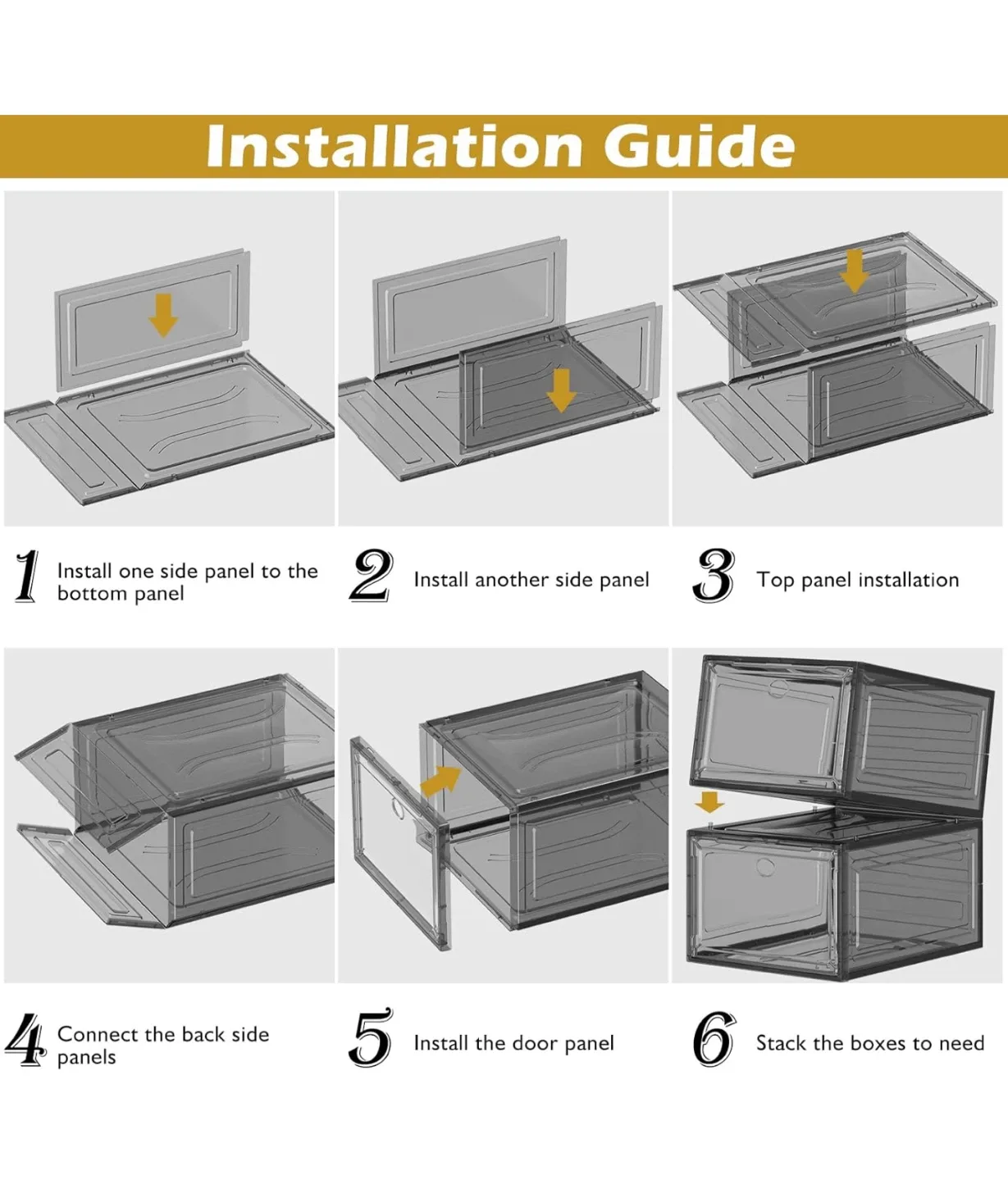 Plastic Shoe Box 6 Pack, Black image indicator(4)