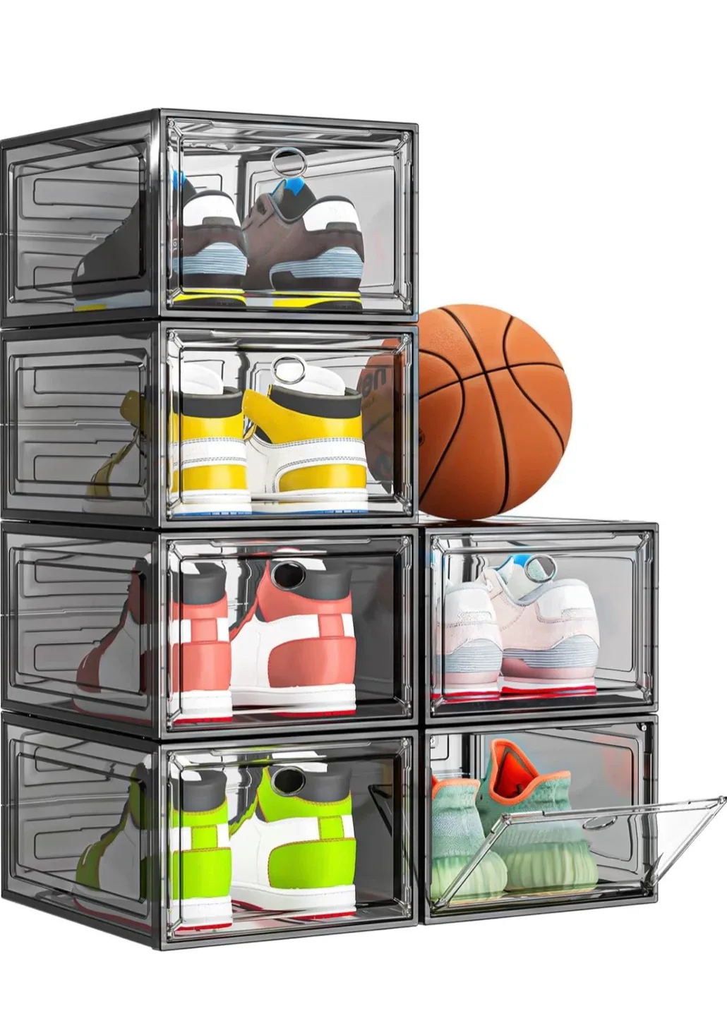 Plastic Shoe Box 6 Pack, Black