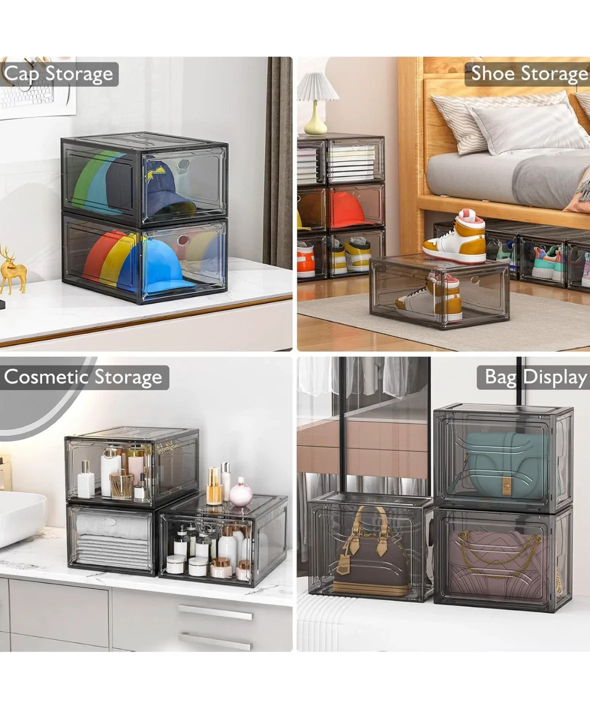 Plastic Shoe Box 6 Pack, Black image indicator(6)