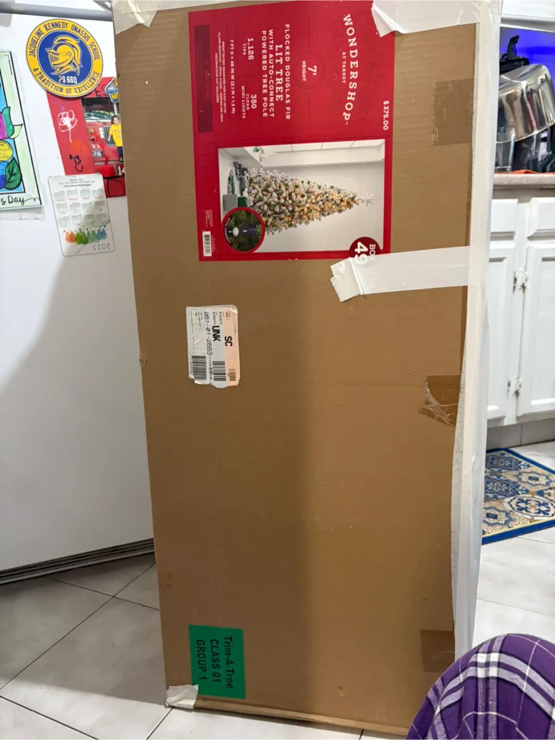 Wondershop 7ft Flocked Douglas Fir Lit Tree - New in Box! image indicator(2)