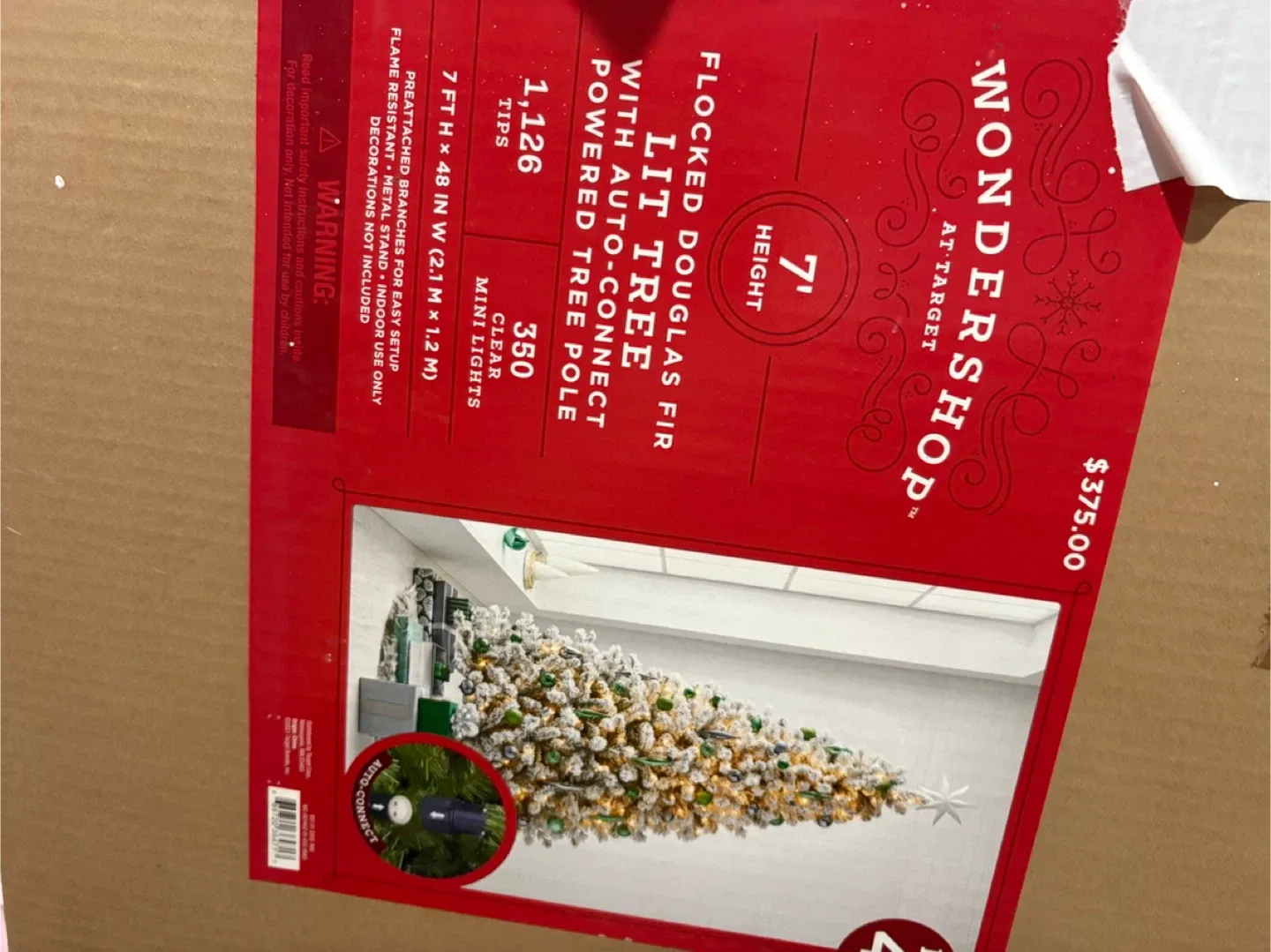 Wondershop 7ft Flocked Douglas Fir Lit Tree - New in Box! image indicator(5)