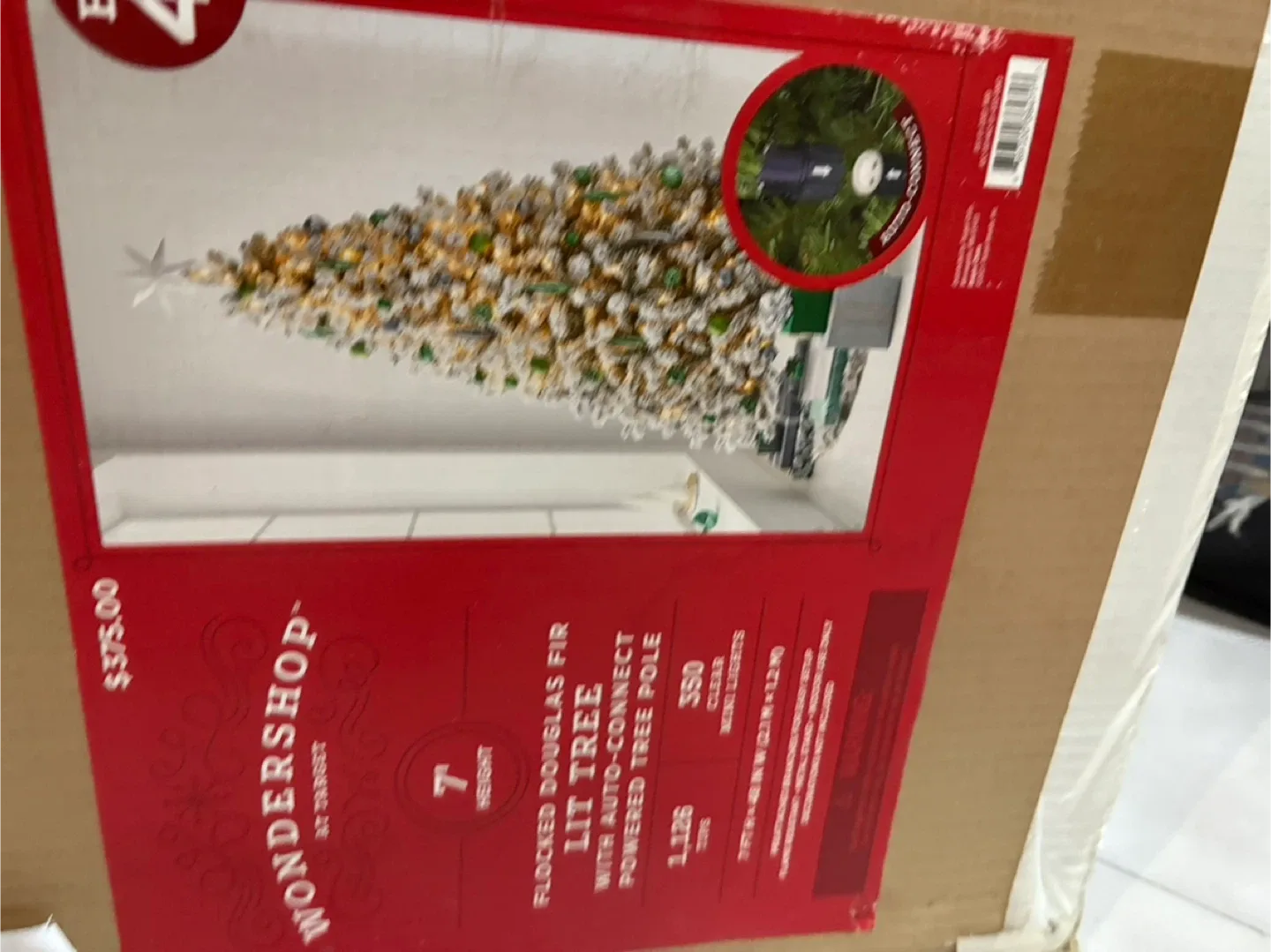 Wondershop 7ft Flocked Douglas Fir Lit Tree - New in Box!