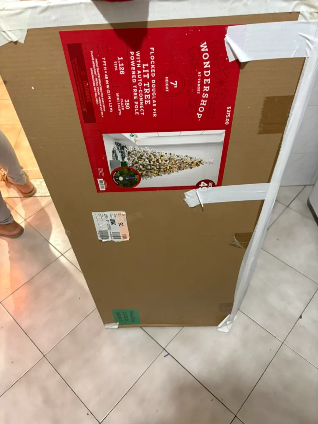 Wondershop 7ft Flocked Douglas Fir Lit Tree - New in Box! image indicator(4)