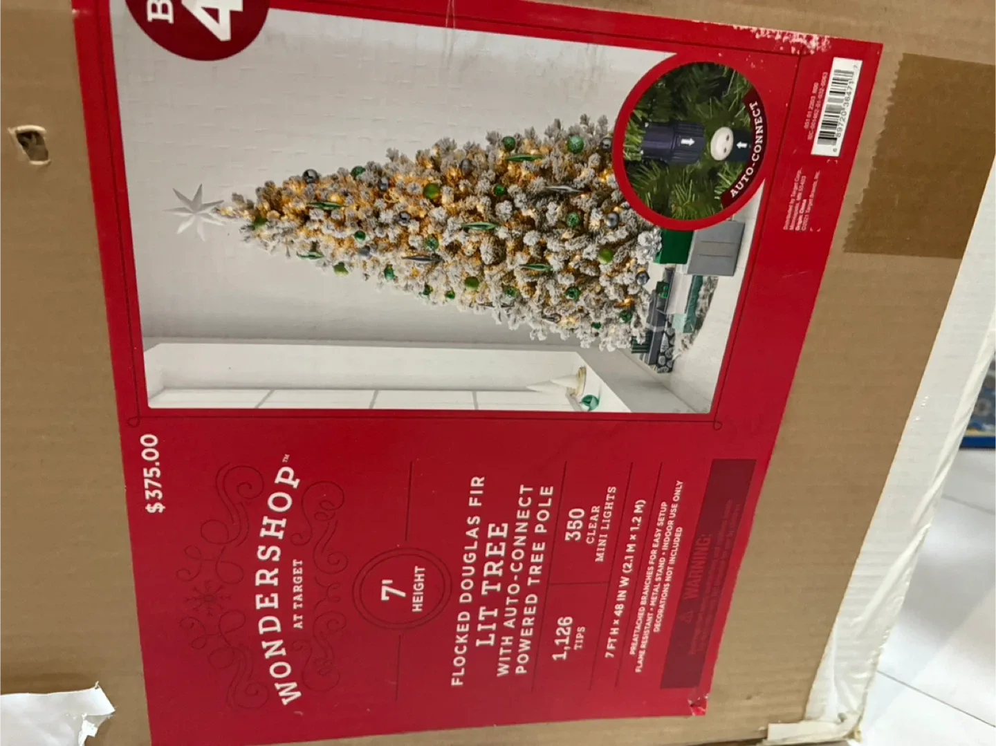 Wondershop 7ft Flocked Douglas Fir Lit Tree - New in Box! image indicator(7)