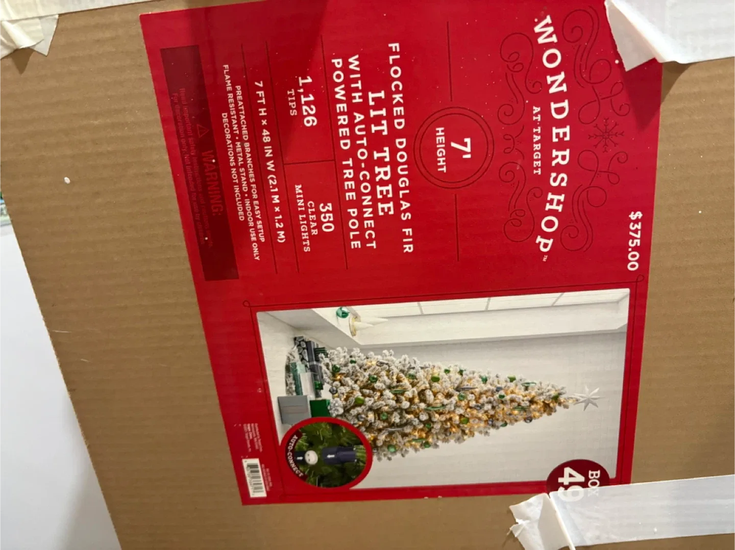 Wondershop 7ft Flocked Douglas Fir Lit Tree - New in Box! image indicator(9)